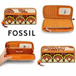 Fossil Key-Per zip-around continental clutch wallet with vibrant tribal-inspired